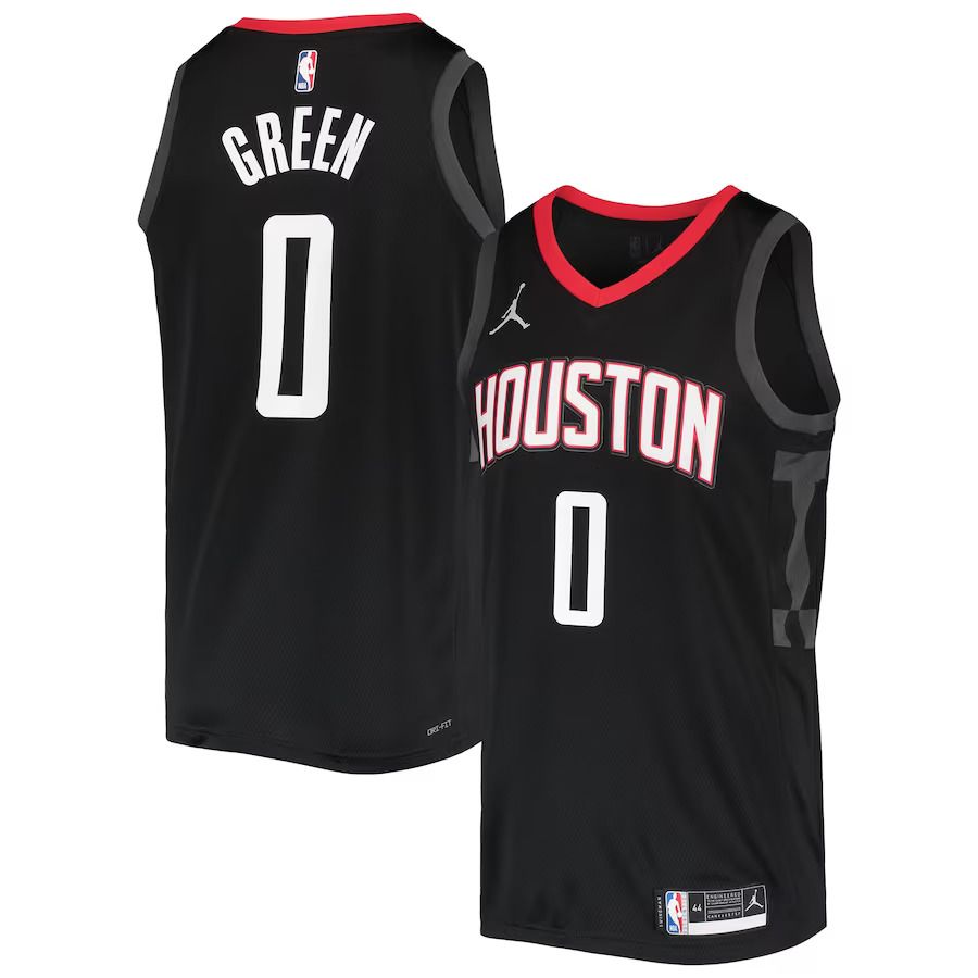 Men Houston Rockets #0 Jalen Green Jordan Brand Black Swingman NBA Jersey
